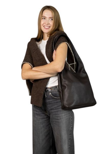 Жіноча сумка шопер із шкіри Шоколад SW150-2 фото